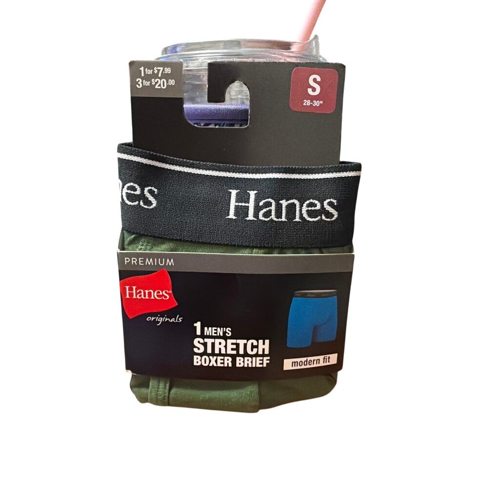Hanes Originals Premium Men's Stretch Boxer Briefs - Olive Green, Small SM S New